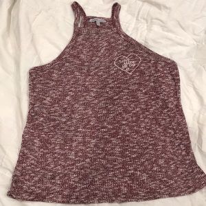 BURGUNDY HALTER TANK TOP